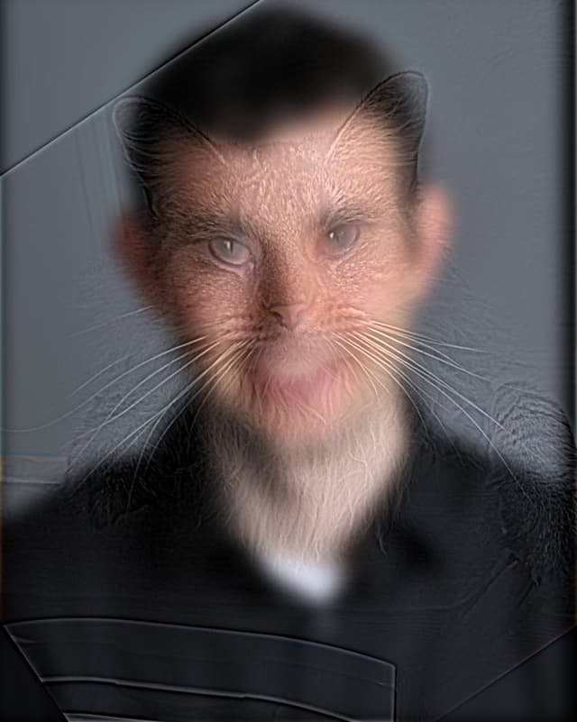 Hybrid image of Derek (low freq) and Nutmeg (high freq)