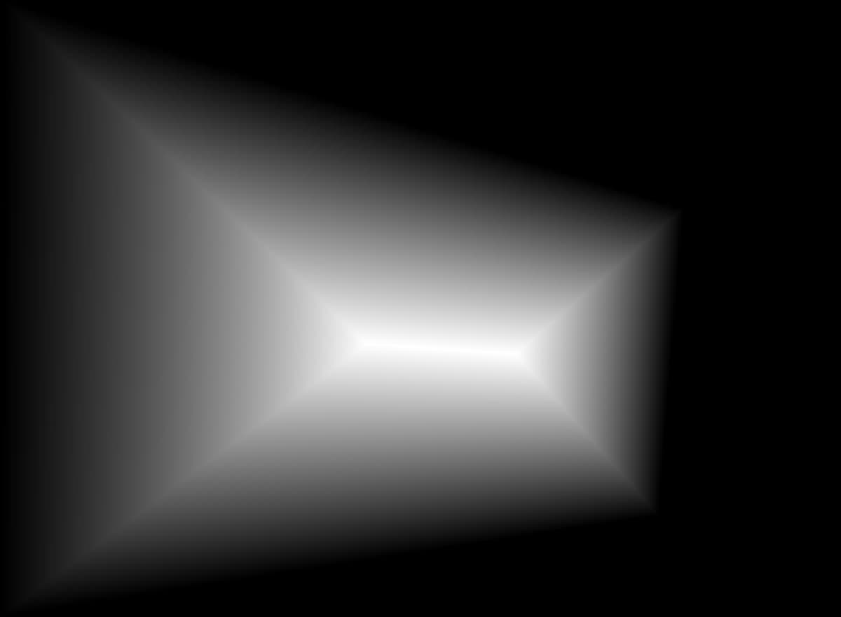 Warped left image on canvas, distance transform mask